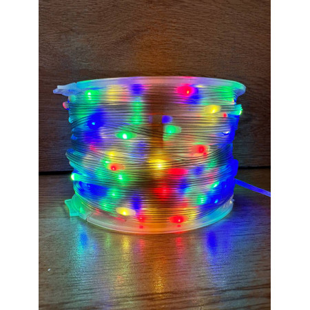 Світлодіодна гірлянда нитка-роса 100 м, 1000 LED, 220V, 1 режим, IP65, прозорий силіконовий провід, колір свічення RGB