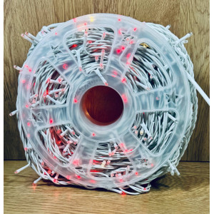 Світлодіодна гірлянда нитка 50 м, 500 LED, 220V, 1 режим, IP65, білий каучуковий провід, колір свічення червоний. Photo 3