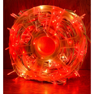Світлодіодна гірлянда нитка 50 м, 500 LED, 220V, 1 режим, IP65, білий каучуковий провід, колір свічення червоний