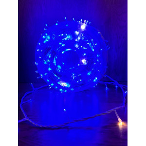 Світлодіодна гірлянда нитка 50 м, 500 LED, 220V, 1 режим, IP65, білий каучуковий провід, колір свічення синій 