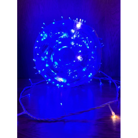 Світлодіодна гірлянда нитка 50 м, 500 LED, 220V, 1 режим, IP65, білий каучуковий провід, колір свічення синій
