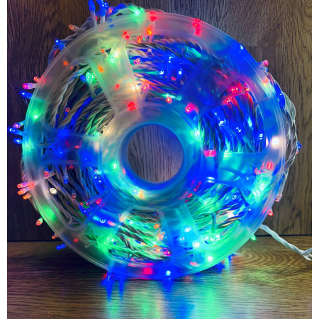Світлодіодна гірлянда нитка 50 м, 500 LED, 220V, 1 режим, IP65, білий каучуковий провід, колір свічення rgb