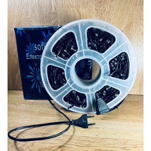 Світлодіодна гірлянда нитка 50 м, 500 LED, 220V, 1 режим, IP65, чорний каучуковий провід, колір свічення Холодний білий. Photo 2