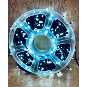 Світлодіодна гірлянда нитка 50 м, 500 LED, 220V, 1 режим, IP65, чорний каучуковий провід, колір свічення Холодний білий