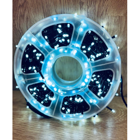 Світлодіодна гірлянда нитка 50 м, 500 LED, 220V, 1 режим, IP65, чорний каучуковий провід, колір свічення Холодний білий