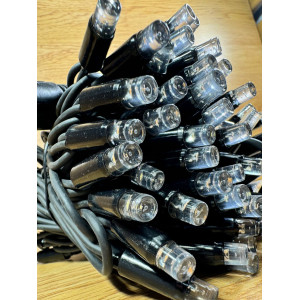 Світлодіодна гірлянда нитка 10 м, 100 LED, 220V, 1 режим, IP65, чорний каучуковий провід, колір свічення теплий. Photo 3