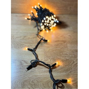 Світлодіодна гірлянда нитка 10 м, 100 LED, 220V, 1 режим, IP65, чорний каучуковий провід, колір свічення теплий. Photo 2