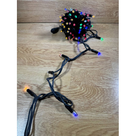 Светодиодная гирлянда нить 10 м, 100 LED, 220V, 1 режим, IP65, черный каучуковый провод, цвет свечения RGB