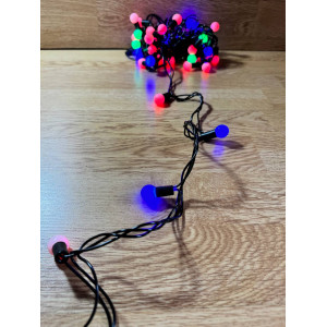 Светодиодная гирлянда нить Шарики 7.5 м, 100 LED, 220V, 1 режим, черный каучуковый провод, цвет свечения rgb 