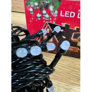 Світлодіодна гірлянда нитка 7.5 м 100 LED, 220V, 8 режимів, IP65, чорний каучуковий провід, колір свічення білий. Photo 3
