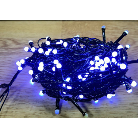 Світлодіодна гірлянда нитка 11 м 200 LED, 220V, 8 режимів, IP65, чорний каучуковий провід, колір свічення білий