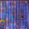 Гірлянда-штора світлодіодний дріт "Крапля роси" від мережі, 600 LED, 8х1.5 м, світло RGB