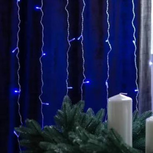 Світлодіодна гірлянда штора-водоспад від мережі 2х2 м, 240 LED, синє світло. Photo 3