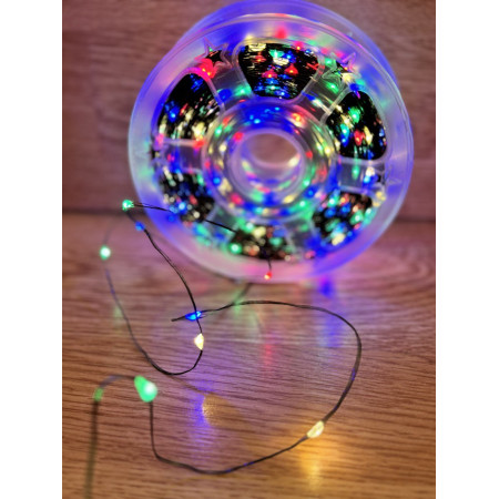 Світлодіодна гірлянда нитка "Роса" 50 м, 500 LED, 220V, 8 режимів, IP65, зелений провід, світло rgb