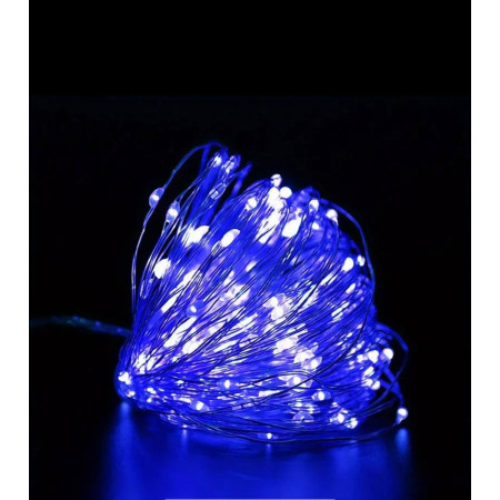 Світлодіодна гірлянда нитка Крапля роси 5 м, 50 LED, на батарейках, колір свічення синій