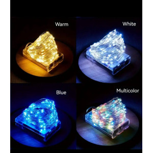 Світлодіодна гірлянда нитка Крапля роси 3 м, 30 LED, на батарейках, колір свічення синій. Photo 2