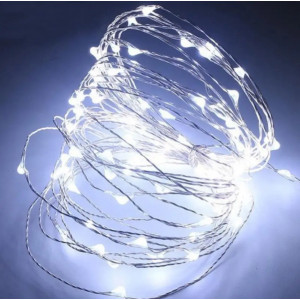 Світлодіодна гірлянда нитка Крапля роси 5 м, 50 LED, на батарейках, колір свічення білий. Photo 2