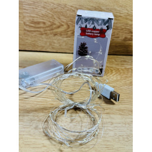 Світлодіодна гірлянда нитка Крапля роси 10 м, 100 LED, на батарейках та usb, колір свічення синій. Photo 3