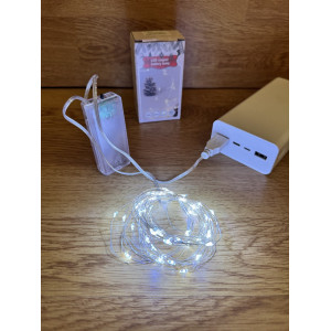 Світлодіодна гірлянда нитка Крапля роси 20 м, 200 LED, на батарейках та usb, колір свічення білий. Photo 3