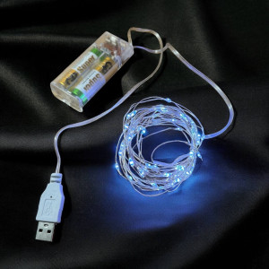 Світлодіодна гірлянда нитка Крапля роси 10 м, 100 LED, на батарейках та usb, колір свічення білий
