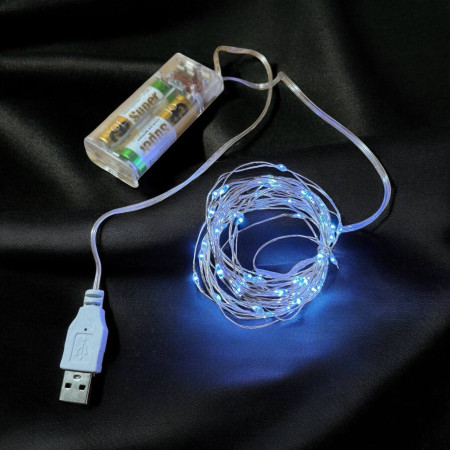 Світлодіодна гірлянда нитка Крапля роси 10 м, 100 LED, на батарейках та usb, колір свічення білий