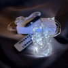 Гирлянда конский хвост роса 200 LED  2 м,  10 нитей, серебряная проволока, от usb, цвет свечения белый