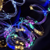 Гирлянда конский хвост роса 200 LED  2 м,  10 нитей, серебряная проволока, от usb, цвет свечения RGB 