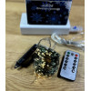 Гирлянда конский хвост роса 200 LED 2 м, 10 нитей, зеленая  проволока, от usb, цвет свечения теплый 