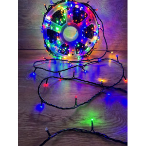 Світлодіодна гірлянда нитка 50 м, 500 LED, 220V, 1 режим, IP65, чорний каучуковий провід, колір свічення RGB