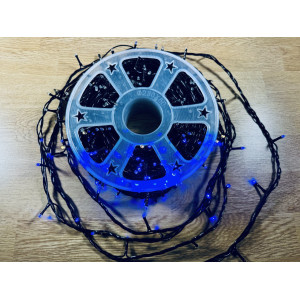 Светодиодная гирлянда нить 50 м, 500 LED, 220V, 1 режим, IP65, черный каучуковый провод, цвет свечения синий. Photo 3