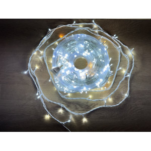 Світлодіодна гірлянда нитка 50 м, 500 LED, 220V, 1 режим, IP65, білий каучуковий провід, колір свічення білий. Photo 2