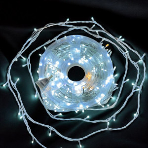 Світлодіодна гірлянда нитка 50 м, 500 LED, 220V, 1 режим, IP65, білий каучуковий провід, колір свічення білий