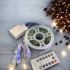 Світлодіодна гірлянда нитка "Роса" 100 м, 1000 LED, 8 режимів, від usb + блочок, пульт, IP65, зелений провід, тепле біле світло