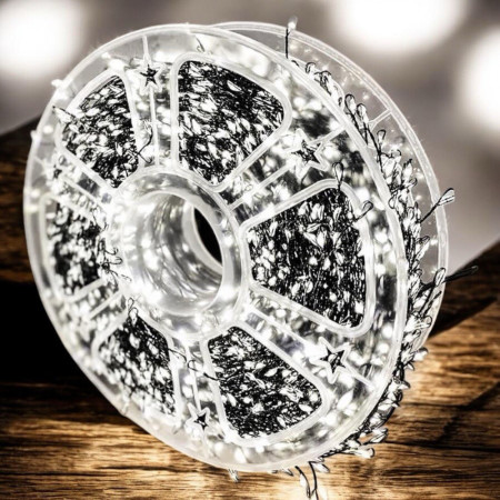 Світлодіодна гірлянда-нитка мішура 100 м, 3000 LED — біле світло, IP44, з пультом зелений дріт