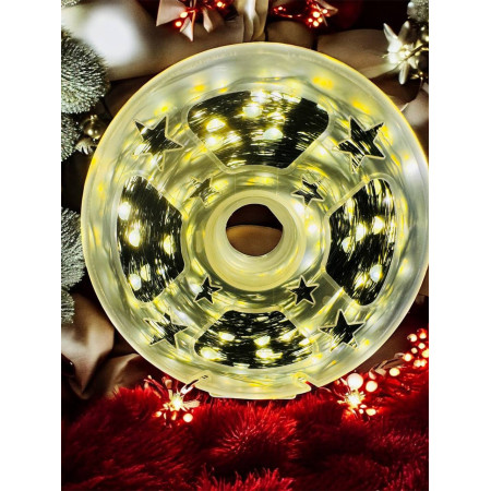 Світлодіодна гірлянда нитка "Роса" 50м, 500 LED, 220V, 8 режимів, IP65, зелений провід, тепле біле світло