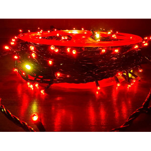 Світлодіодна гірлянда нитка 50 м, 500 LED, червоне світло, IP65, чорний каучуковий провід. Photo 2