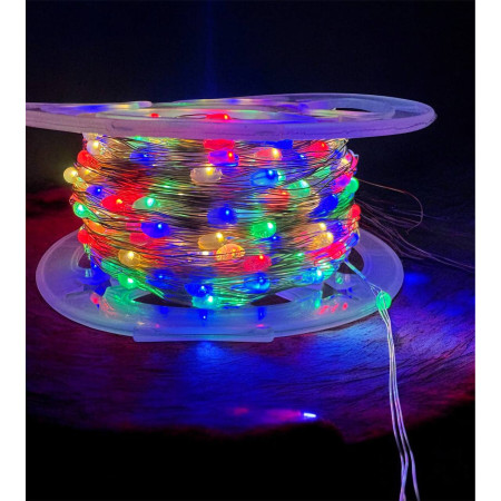 Гірлянда «Крапля Роси» 100 м, 1000 LED, RGB світло, срібний дріт, з пультом, IP65 