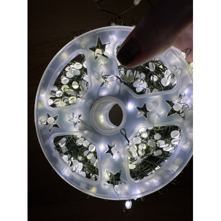 Гирлянда-мишура «Капля Росы» 40 м, 1200 LED, зеленый провод, белый свет, от USB, с пультом