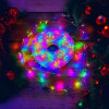 Світлодіодна гірлянда - нитка мішура, 10 м, 300 LED, 8 режимів свічення, світло RGB, IP44, срібний дріт