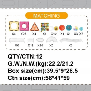 Конструктор магнитный  с подсветкой Magnetic DIY СН1226 90 элементов Лабиринт Разноцветный. Photo 2