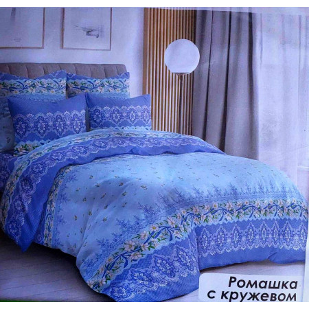 Постільний комплект Ромашка з мереживом (двоспальний максі)